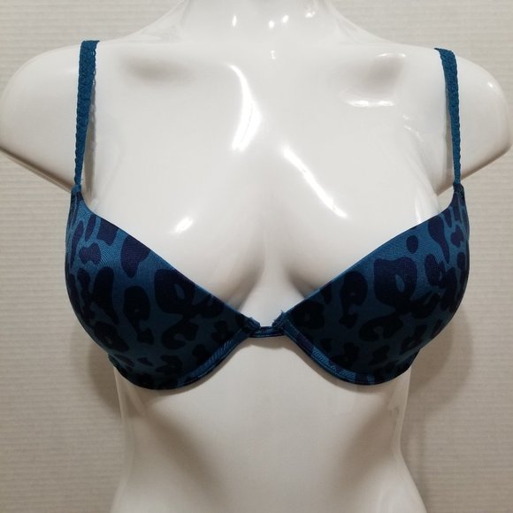 Aerie bra 34C push-up leopard cheetah animal print unlined floral lace wings - Picture 1 of 15